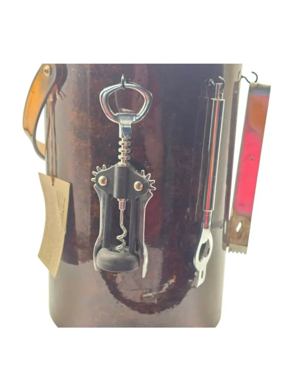 Vintage Georges Briard Barware Ice Bucket Tools Vinyl Faux Tortoiseshell Finish